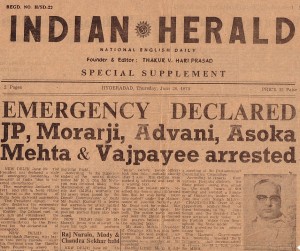 Indian Herald, the newspaper carried the news of Emergency Declaration on June 26, 1975