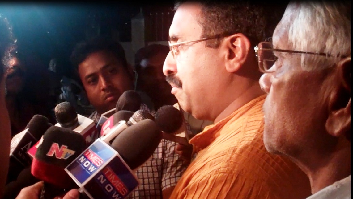 Ram Madhav addressing the media after submitting the complaint to EC