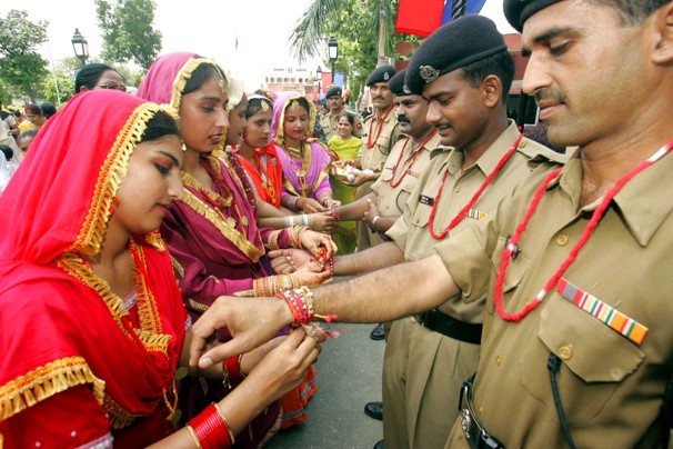 File Photo: Women celebrate Raksha Bandhan with tying Rakhi to Soldiers