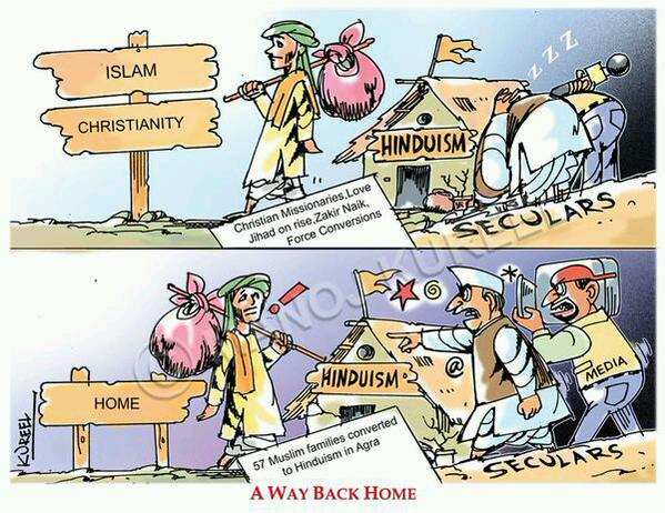 A Cartonn drew much attention on Twitter : Ghar Waspsi - Reactions of Media-Seculars.