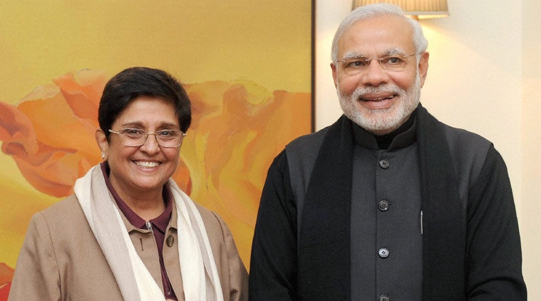 Kiran Bedi along with Prime Minister Narendra Modi