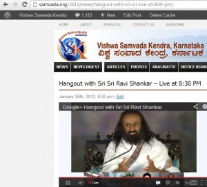 www.samvada.org webcasted live Google Hangout by Sri Sri Ravishankar